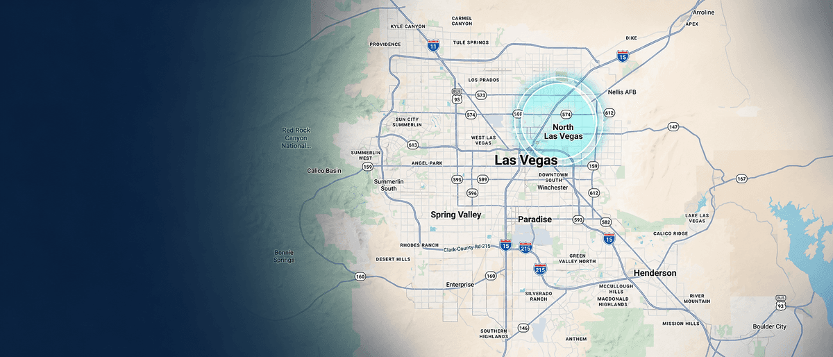 Map of the Las Vegas Valley with North Las Vegas highlighted